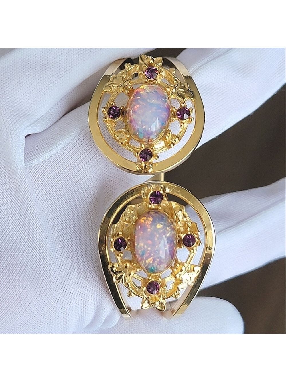 Vintage Bracelet Clamper Styler With Fire Opal #1900